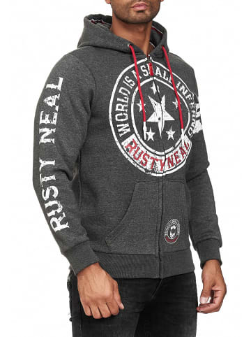 Rusty Neal Sweat Jacke mit Front-Prints in Anthrazit
