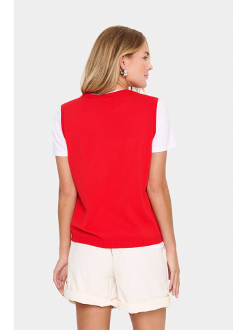 SAINT TROPEZ Strickweste MilaSZ Gerade Passform in Flame Scarlet