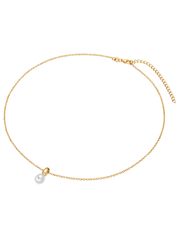 Valero Pearls Kette aus Sterling Silber mit Süßwasser-Zuchtperle in gelbgold