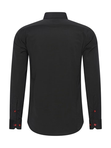 Rusty Neal Business Hemd Slim Fit Premium Cotton-Stretch in Schwarz / Rot