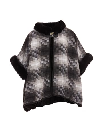 Usha Poncho in Schwarz Weiss
