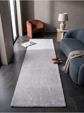 KADIMA DESIGN Teppich rund Uni rutschhemmend weich wohnlich Wohnzimmer Schlafzimmer in Grau