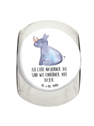Mr. & Mrs. Panda Bonbonglas Einhorn Nashorn mit Spruch in Weiß