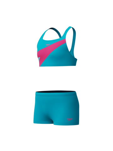 Speedo Hyperboom Butterfly Back zwei Teiler Badeanzug in Türkis