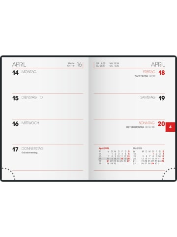 BRUNNEN Taschenkalender 713 7,2x10,2cm 1 Woche/2 Seiten Leder bordeaux 2026