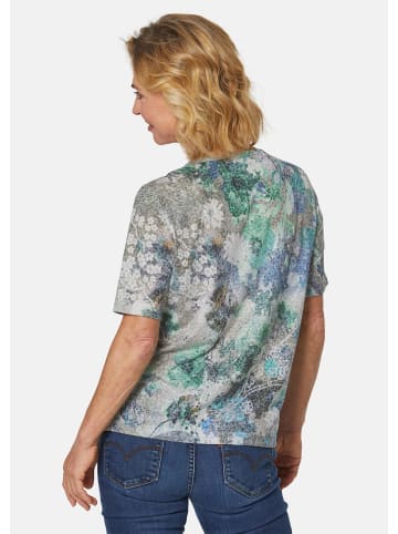GOLDNER Kurzgröße:  Printshirt mit Blumen-Paisley-Muster in blau / grün / grau / gemustert