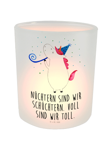 Mr. & Mrs. Panda Teelichthalter Einhorn Party mit Spruch in Transparent
