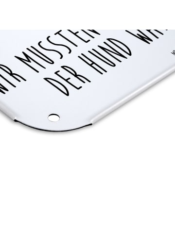 Mr. & Mrs. Panda Blechschild Hund Basset Hound mit Spruch in Weiß