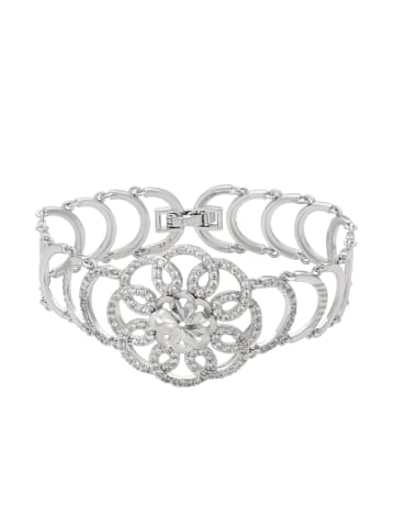 faina Women Chain Link Bracelet With Rhinestones in Silver