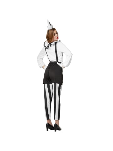 tectake Sechsteiliges Clown-Kostüm in Schwarz und Weiß, schwarz/weiß