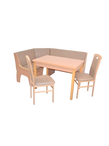möbel-direkt 4tlg. Eckbankgruppe 125x165 cm Schenkelmaß in Buche-Nachbildung/cappuccino