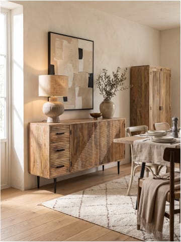 Sideboard rechteckig, Massivholz, 2 Türen und 3 Schubladen