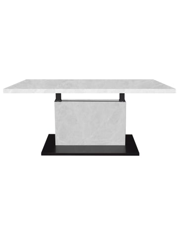 58 aufm Kessel COUCHTISCH Höhenverstellbar Else 4 120x49x70 Holz Keramikoptik Weiß