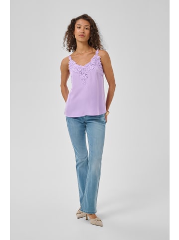 Cream Jersey-Top ärmellos CRANNA A-shape in Purple Rose