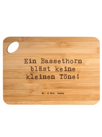 Mr. & Mrs. Panda Schneidebrett Spruch Bassethorn Klänge mit Spruch in Braun
