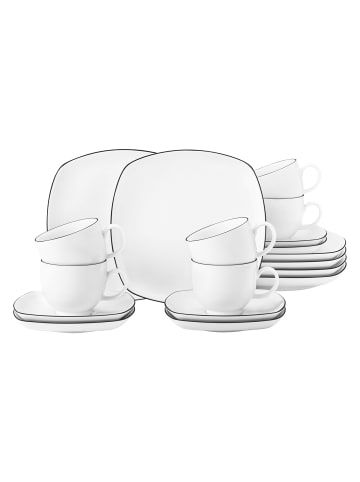 Seltmann Weiden 18-tlg. Kaffeeservice eckig Lido Black Line in Schwarz-Weiß – in schwarz-weiß