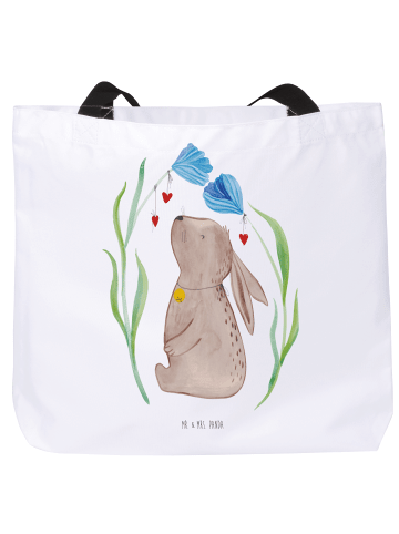Mr. & Mrs. Panda Shopper Hase Blume ohne Spruch in Weiß