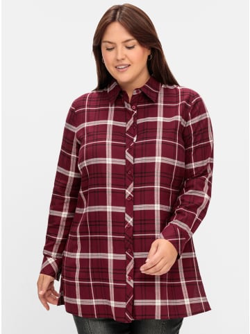 sheego Hemdbluse in weinrot-kariert