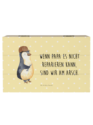Mr. & Mrs. Panda Aufbewahrungsbox Holz Wenn Papa es nicht repari... in Gelb Pastell