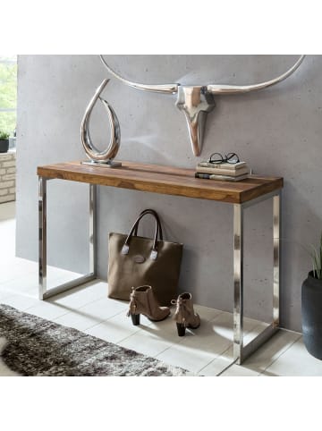 KADIMA DESIGN Konsolentisch GUNA Massivholz Konsole mit Metallbeinen in Massivholz