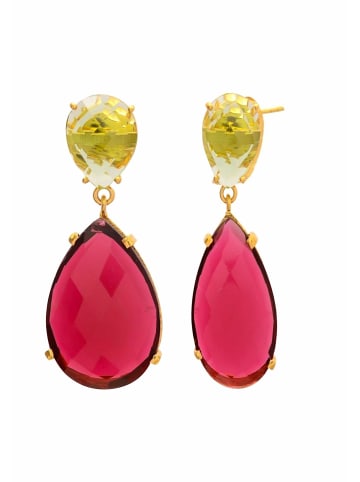 Gemshine Ohrringe Turmalin Quarz Trofpen und Prasioliten in gold coloured