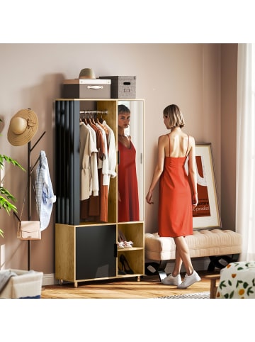 HOMCOM Garderobe Set-80L x 30B x 175H cm-Naturholz