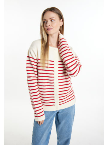 DreiMaster Damen Strickjacke in Wollweiss Rot