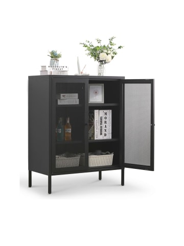 Mein-Regal Highboard Mesh aus Metall mit Meshtüren in Schwarz