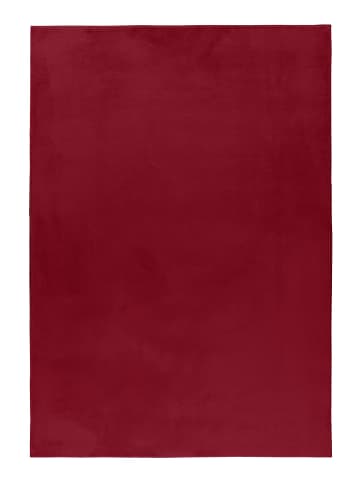 KADIMA DESIGN Teppich Kurzflor Uni-Look Polyester Wohnzimmer waschbar in Rot