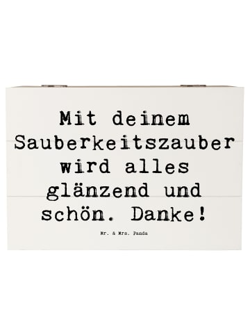 Mr. & Mrs. Panda Holzkiste Spruch Reinigungskraft Zauber mit Spruch in Weiß