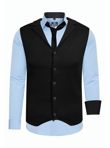 Rusty Neal Hemd mit Weste und Krawatte in Hell Blau