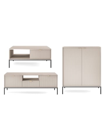 Feldmann-Wohnen Wohnzimmer-Set Nova Kaschmir / Schwarz 3-teilig
