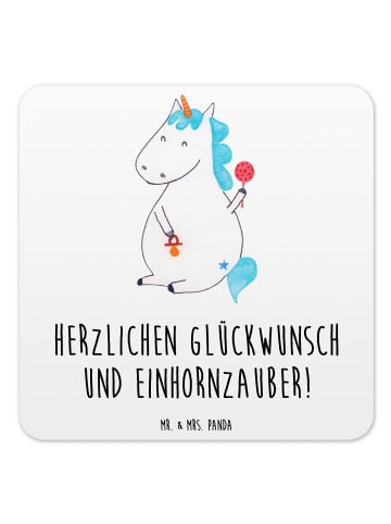 Mr. & Mrs. Panda Untersetzer für Gläser Einhorn Baby mit Spruch in Weiß