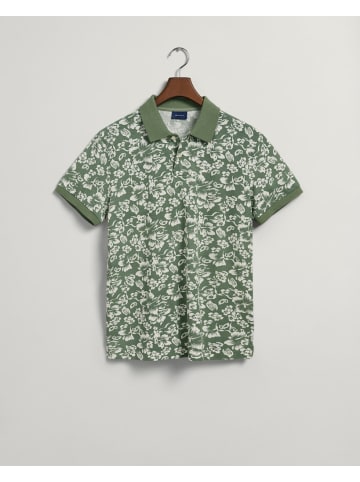 Gant Piqué Poloshirt mit floralem Print in Grün