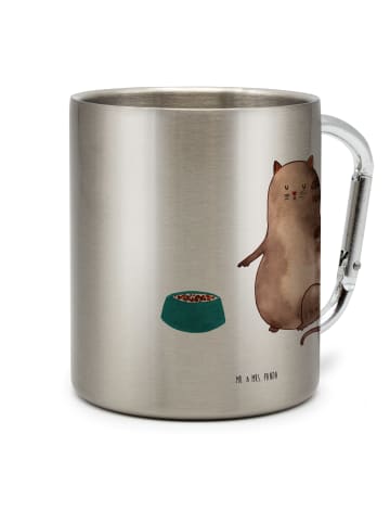 Mr. & Mrs. Panda Karabiner Becher Katze Fressen ohne Spruch in Silber