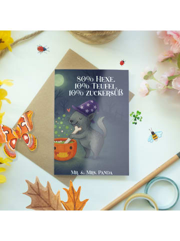 Mr. & Mrs. Panda Grußkarte Kater Hexenkessel Design mit Spruch in Weiß