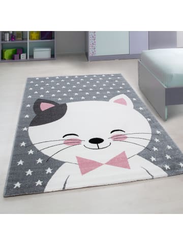 KADIMA DESIGN Kinderteppich Waschbar Niedliche Katze TASNA Strapazierfähig OEKO-TEX