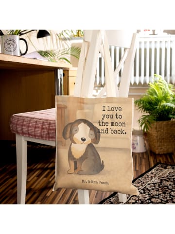 Mr. & Mrs. Panda Tote Bag Hund Entspannen Design mit Spruch in Weiß