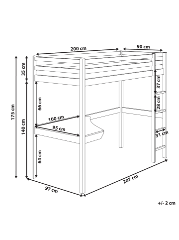 Beliani Kinderbett LOURY in Braun - (W) 207 x (H) 175 x (L) 97 cm