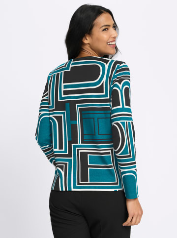 Sieh an! Langarm-Shirt in aquapetrol-schwarz-bedruckt