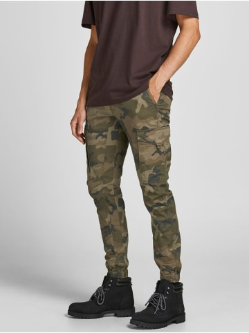 Jack & Jones Hose Cargo Jogger Pants PAUL FLAKE AKM 542 Twill Gummibund in Camo Grün