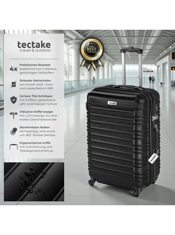 tectake Hartschalenkoffer-Set Mila mit Sicherheits-Zahlenschloss, schwarz