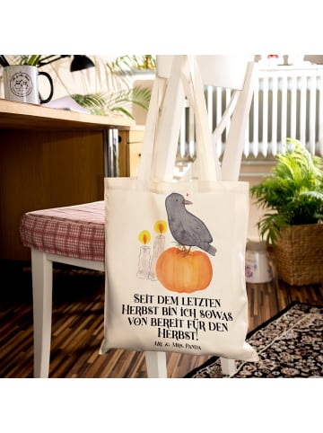 Mr. & Mrs. Panda Tasche Herbstvorfreude mit Spruch in Creme