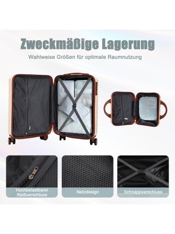 ABRIHOME Kofferset Hartschale mit Kosmetiktasche in Beige