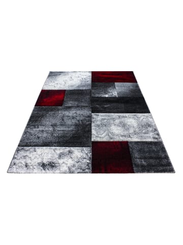 KADIMA DESIGN Teppich Kurzflor Karo Look Polypropylen Wohnzimmer in Rot