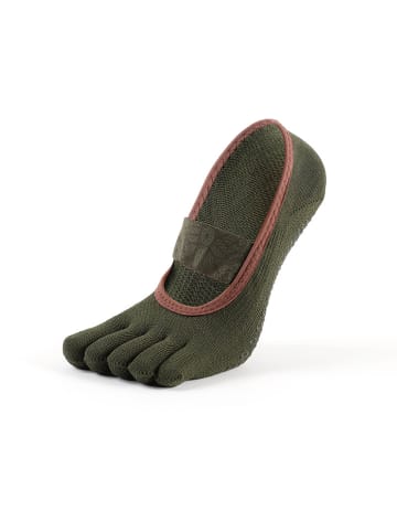 MUNADUNA Yoga-/Pilates-Zehensocken mit bedrucktem Band in Olive