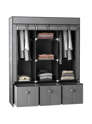 HOMCOM Stoffschrank-125L x 43B x 162,5H cm-Dunkelgrau