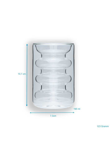 Intirilife Doppelwandiges Thermo Gläser Set Kaffeeglas Teeglas in 2x 190 ml Transparent