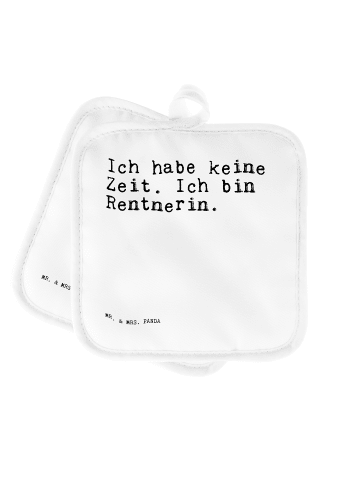 Mr. & Mrs. Panda 2er Set Topflappen  Ich habe keine Zeit.... mit... in Weiß