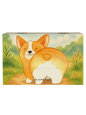 Mr. & Mrs. Panda Holzkiste Corgi Po Design ohne Spruch in Weiß